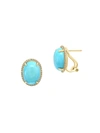 Effy Women's 14k Yellow Gold Turquoise Oval Earrings In Turquoise