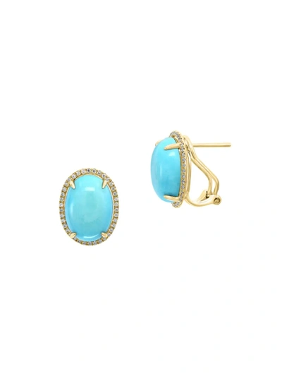 Effy Women's 14k Yellow Gold Turquoise Oval Earrings