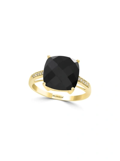 Effy Women's July 14k Yellow Gold, Onyx & Diamond Ring