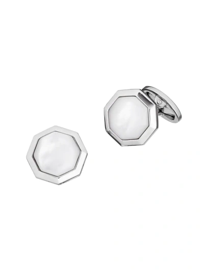SAKS FIFTH AVENUE MEN'S STERLING SILVER & MOTHER-OF-PEARL OCTAGONAL CUFFLINKS 