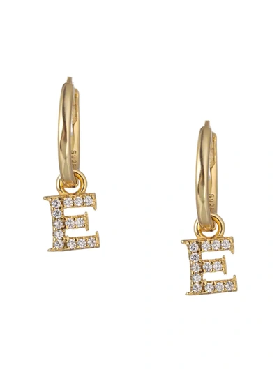 Eye Candy La Women's Luxe Collection 14k Gold Plated & Cubic Zirconia Huggie Earring In Letter E