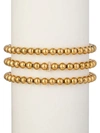Eye Candy La Women's Luxe Collection 3-piece Initial Goldtone Beaded & Cubic Zirconia Bracelet Set In Letter J