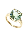 Effy Women's August 14k Yellow Gold, Green Amethyst & Diamond Ring In Green