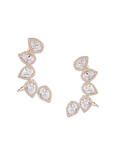 Eye Candy La Women's Luxe Negin Cubic Zirconia Climber Ear Cuffs In Neutral