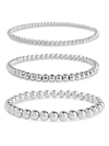 Sterling Forever Women's Silvertone Beaded Stretch Bracelets Set In Neutral