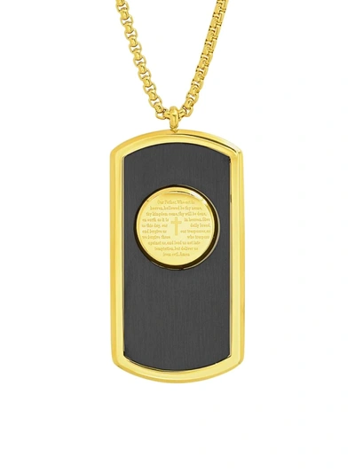 Anthony Jacobs Men's 18k Yellow Goldplated Two Tone Stainless Steel Prayer Dog Tag