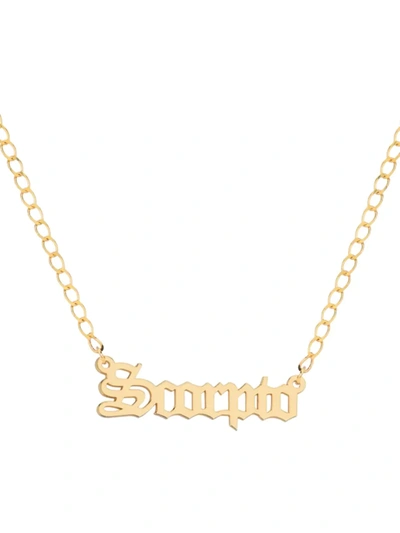 Gabi Rielle Women's Happy Me 14k Goldplated Sterling Silver Zodiac Gothic Script Necklace In Scorpio