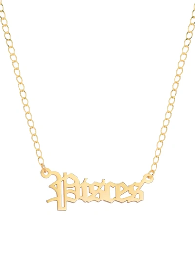 Gabi Rielle Women's Happy Me 14k Goldplated Sterling Silver Zodiac Gothic Script Necklace In Pisces