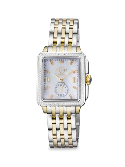 Gv2 Women's Bari Two Tone Stainless Steel, Mother-of-pearl & Diamond Bracelet Watch In Neutral
