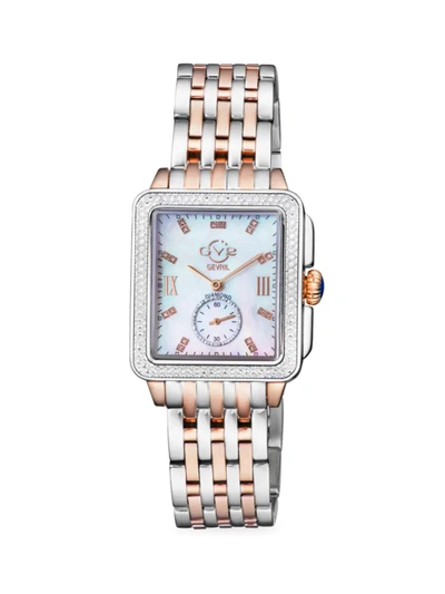 Gv2 Women's Bari Two-tone Stainless Steel, Mother-of-pearl & Diamond Bracelet Watch In Rose