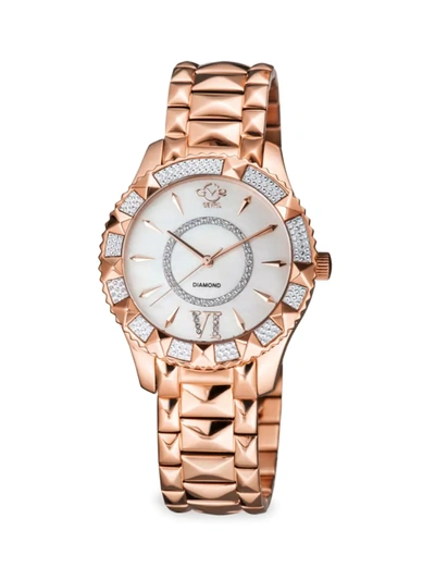 Gv2 Women's Venice 38.5mm Stainless Steel, Mother-of-pearl & Diamond Bracelet Watch In Rose