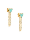 Saks Fifth Avenue Women's 14k Yellow Gold, Diamond & Composite Turquoise Heart Drop Earrings In Turquoise