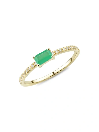 Saks Fifth Avenue Women's 14k Yellow Gold, Emerald & Diamond Ring