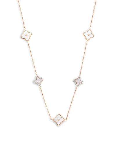 Effy Women's 14k Rose Gold, Mother-of-pearl & Diamond Station Necklace