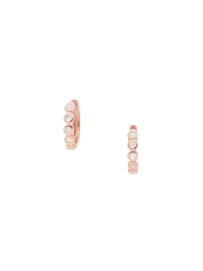 Nephora Women's 14k Rose Gold & Diamond Huggie Earrings