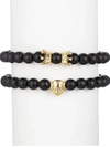 Eye Candy La Men's Luxe Lava Lion 2-piece Agate Beaded Bracelet Set In Metal