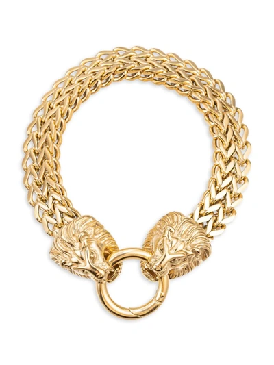 Eye Candy La Men's Luxe Goldtone Double Lion Head Chain Bracelet In Neutral