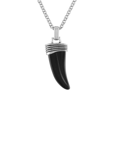 Esquire Men's Jewelry Men's Sterling Silver & Black Onyx Horn Pendant Necklace