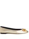Giuseppe Zanotti Amur Logo-plaque Ballerina Pumps In Gold