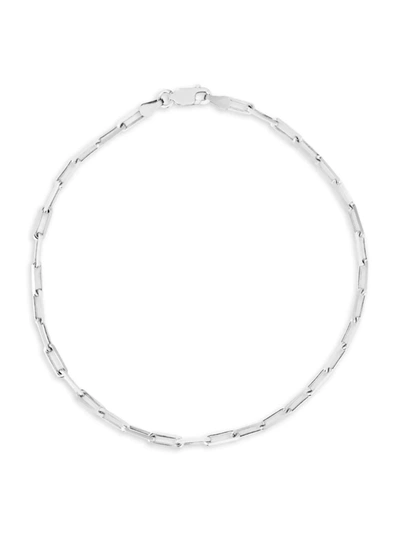 Chloe & Madison Women's Rhodium Plated Sterling Silver Paperclip Anklet