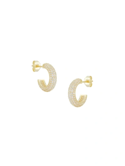 Chloe & Madison Women's 14k Goldplated Sterling Silver & Cubic Zirconia Huggie Earrings