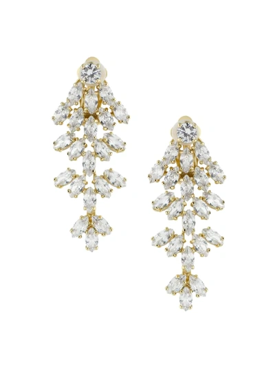 Cz By Kenneth Jay Lane Women's Look Of Real 14k Goldplated & Crystal Marquise Clip-on Earrings In Neutral