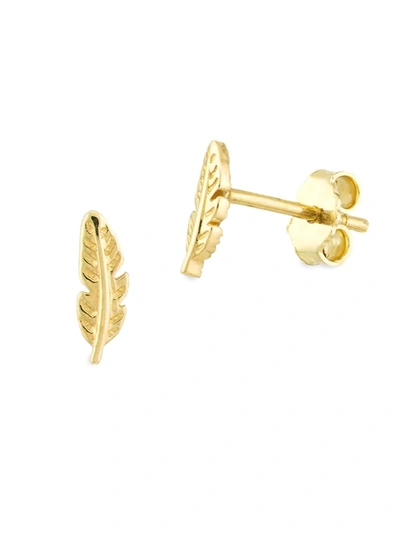 Saks Fifth Avenue Women's 14k Yellow Gold Feather Baby Stud Earrings