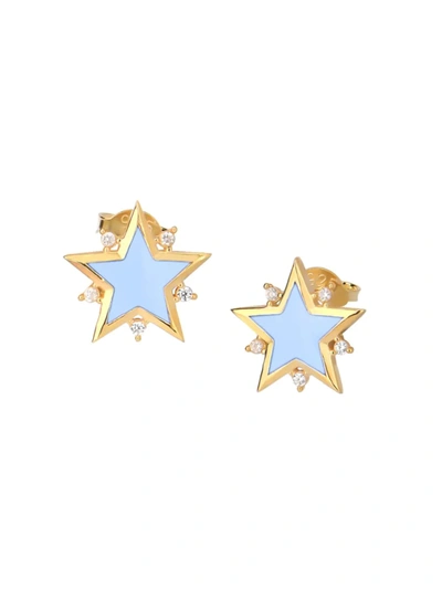 Gabi Rielle Women's Perfect Pairing14k Gold Vermeil Pariwinkle Stud Earrings