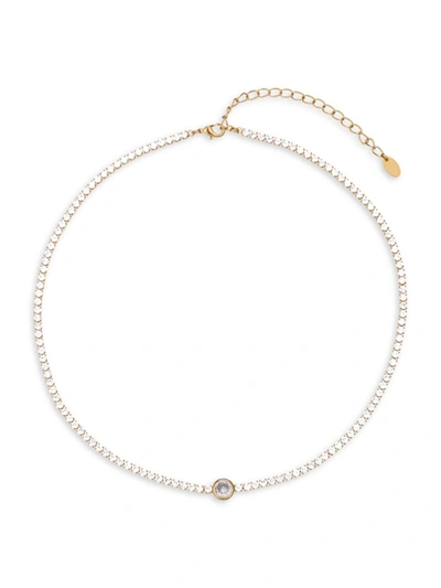 Eye Candy La Women's Luxe Floating Cubic Zirconia Choker Tennis Necklace In Brass