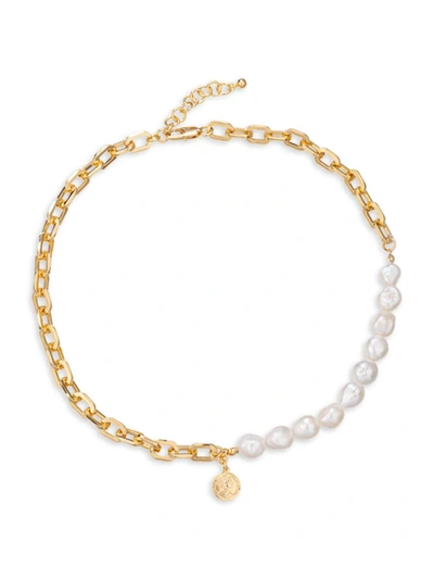 Eye Candy La Women's Luxe Grace Chain & Shell Pearl Choker Necklace In Neutral