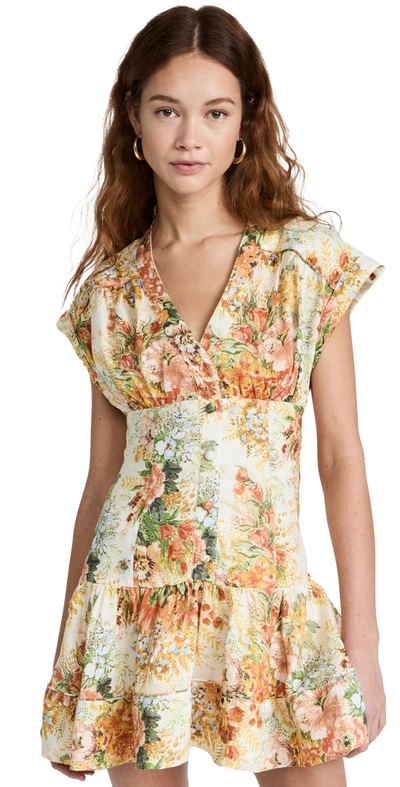 Alemais Sylvia Floral Hemp Mini Dress In Multi
