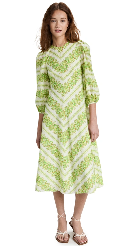 Alemais Jolene Chevron Midi Dress In Lime In Green | ModeSens