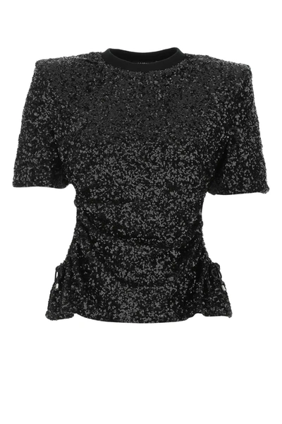 Amen Sequin-embellished Cut-out T-shirt In Black