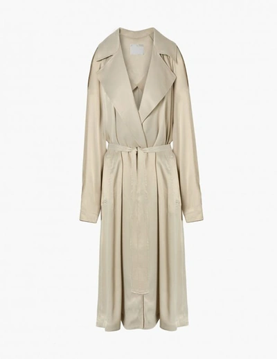 A Line Belted Satin Trench Coat In Champagne-beige