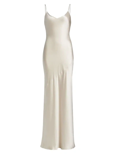 L Agence Serita Silk Charmeuse Maxi Slipdress In Dark Graphite