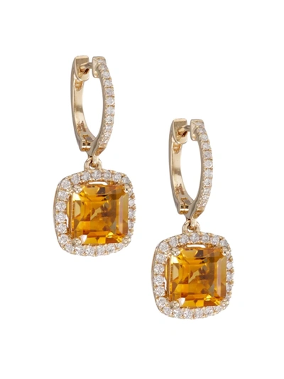 Saks Fifth Avenue Women's 14k Gold, Diamond & Citrine Drop Earrings