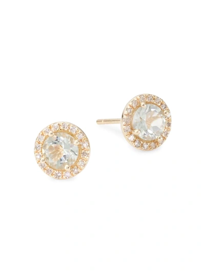 Saks Fifth Avenue Women's 14k Gold, Diamond & Green Amethyst Earrings