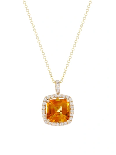 Saks Fifth Avenue Women's 14k Yellow Gold, 0.35 Tcw Diamond & Citrine Pendant Necklace