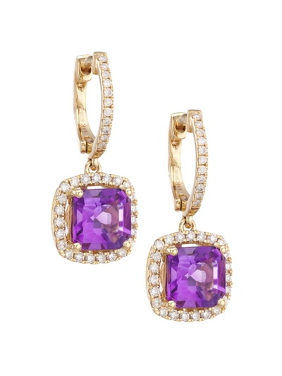 Saks Fifth Avenue Women's 14k Gold, Diamond & Amethyst Drop Earrings