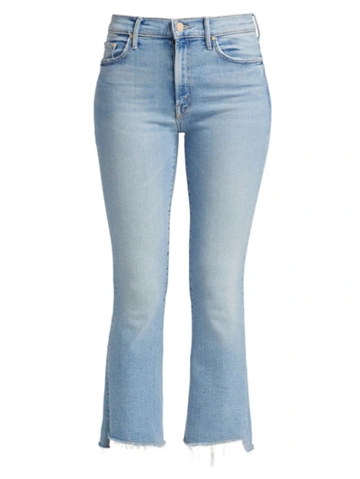 Mother The Insider High Rise Crop Step Fray Bootcut Jeans In Out Of The Blue