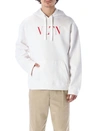 Valentino Cotton Sweatshirt With Vltn Logo In White/vltn Red