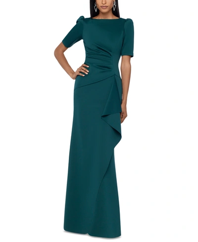 Xscape Ruched A-line Gown In Black