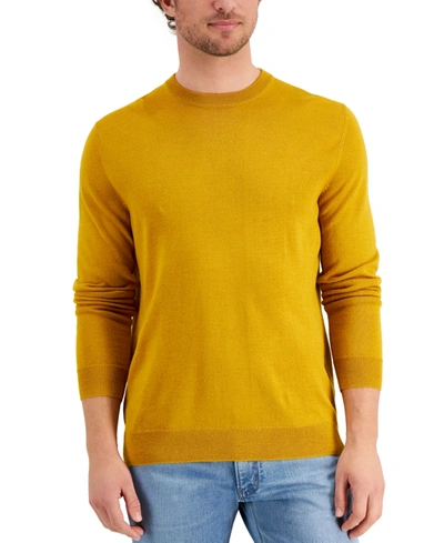 Club Room Men's Solid Crew Neck Merino Wool Blend Sweater, Created For Macy's In Dijon