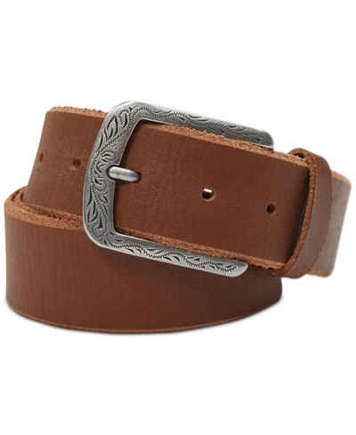 Inc International Concepts Men's Leather Western Buckle Belt, Created For Macy's In Tan