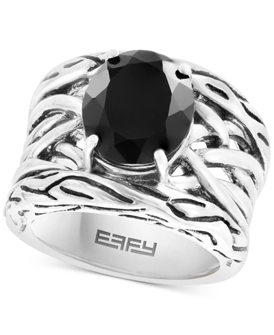 Effy Collection Effy Onyx Openwork Woven Ring In Sterling Silver
