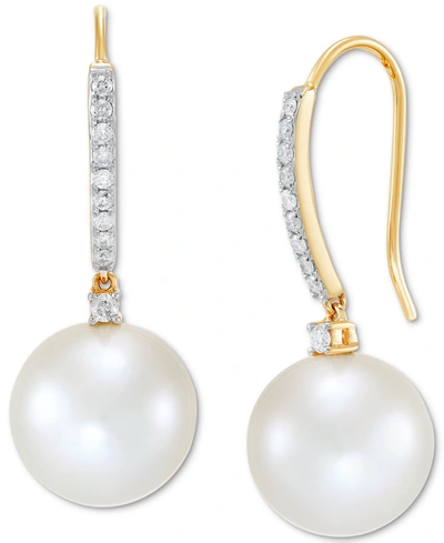 Honora Cultured Ming Pearl (12mm) & Diamond (1/4 Ct. T.w.) Drop Earrings In Yellow Gold