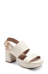 Aerosoles Camera Platform Sandal In Eggshell Leather