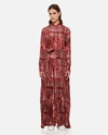 Golden Goose Belted Tiered Paisley-print Satin-twill Maxi Dress In Red