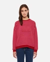 Max Mara Zona Striped Virgin Wool Sweater In Red