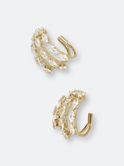 Ettika 18k Gold Multi-crystal Huggie Women's Hoop Earrings